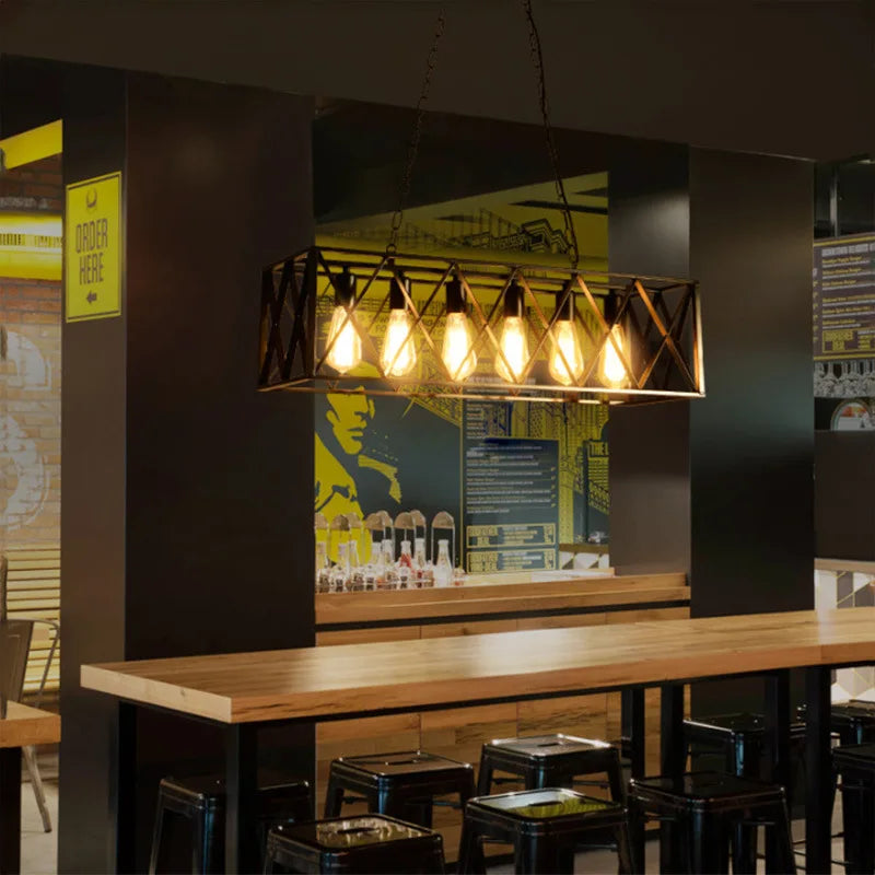 DecorBites™ Industrial Chandelier: Retro Loft Style Pendant Light for Bar, Restaurant, and Retail Settings