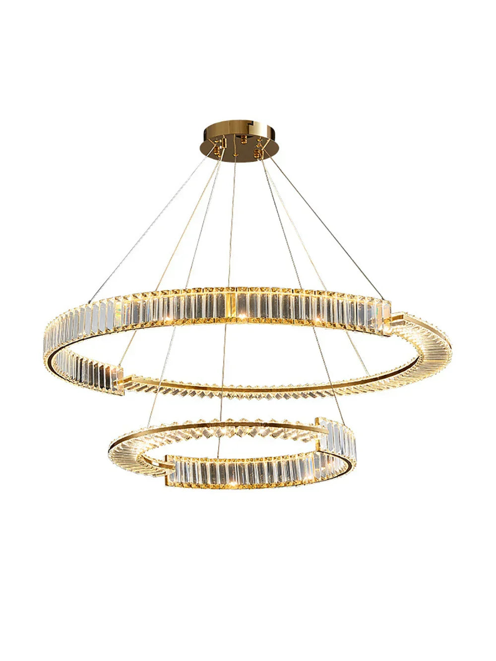 ثريا DecorBites™ الكريستال الذهبية بحلقات LED لديكور المنزل الفاخر البسيط