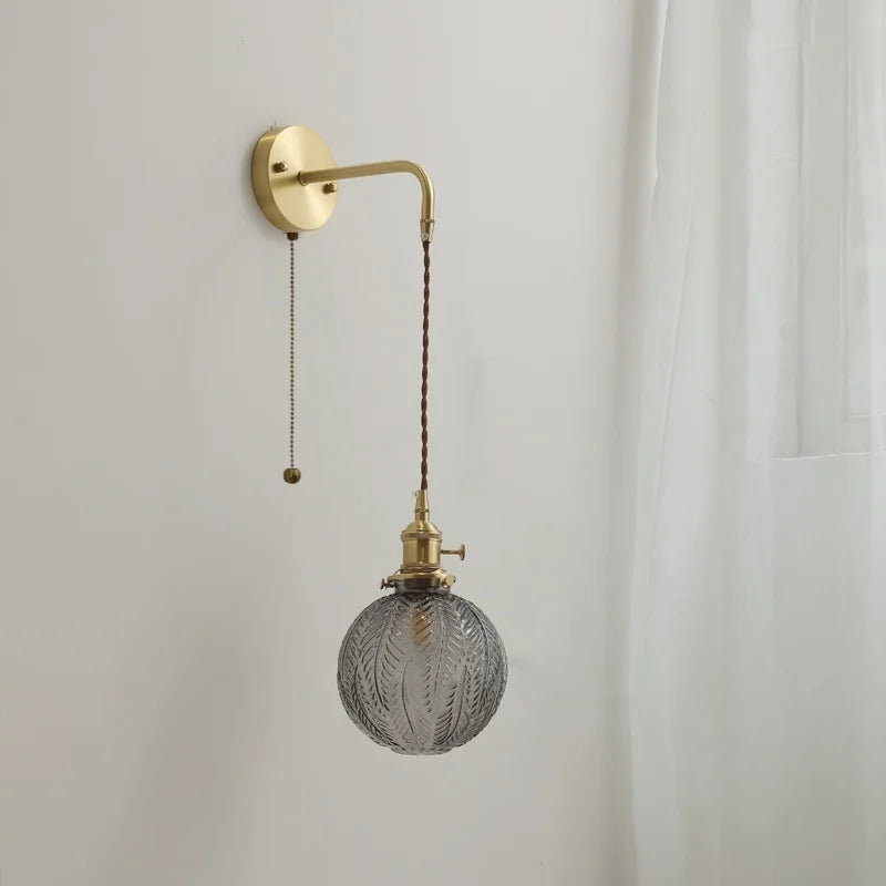 DecorBites™ Glass Copper LED Wall Lights with Knob Switch, Modern Bedside Lamp