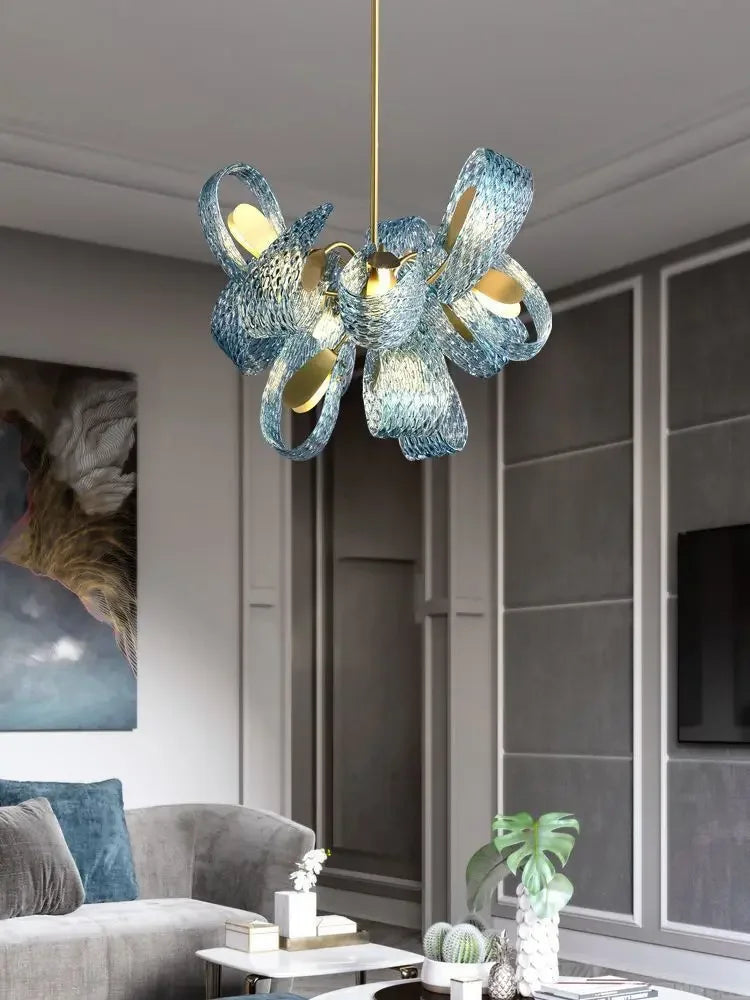 DecorBites™ ثريا سقف فاخرة بإضاءة LED على شكل أوراق النحاس للمنزل وغرفة النوم وغرفة الطعام