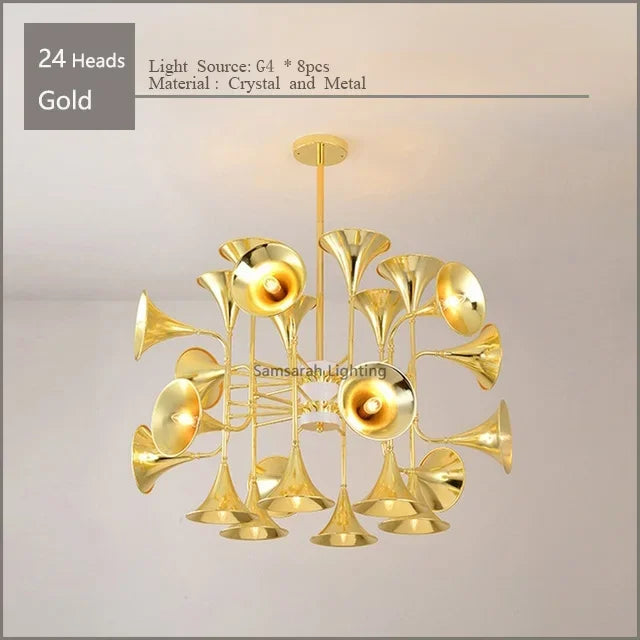 ثريا ترومبيت متوهجة ذهبية من DecorBites™ للمطبخ والردهة وغرفة الدراسة وغرفة الاستقبال
