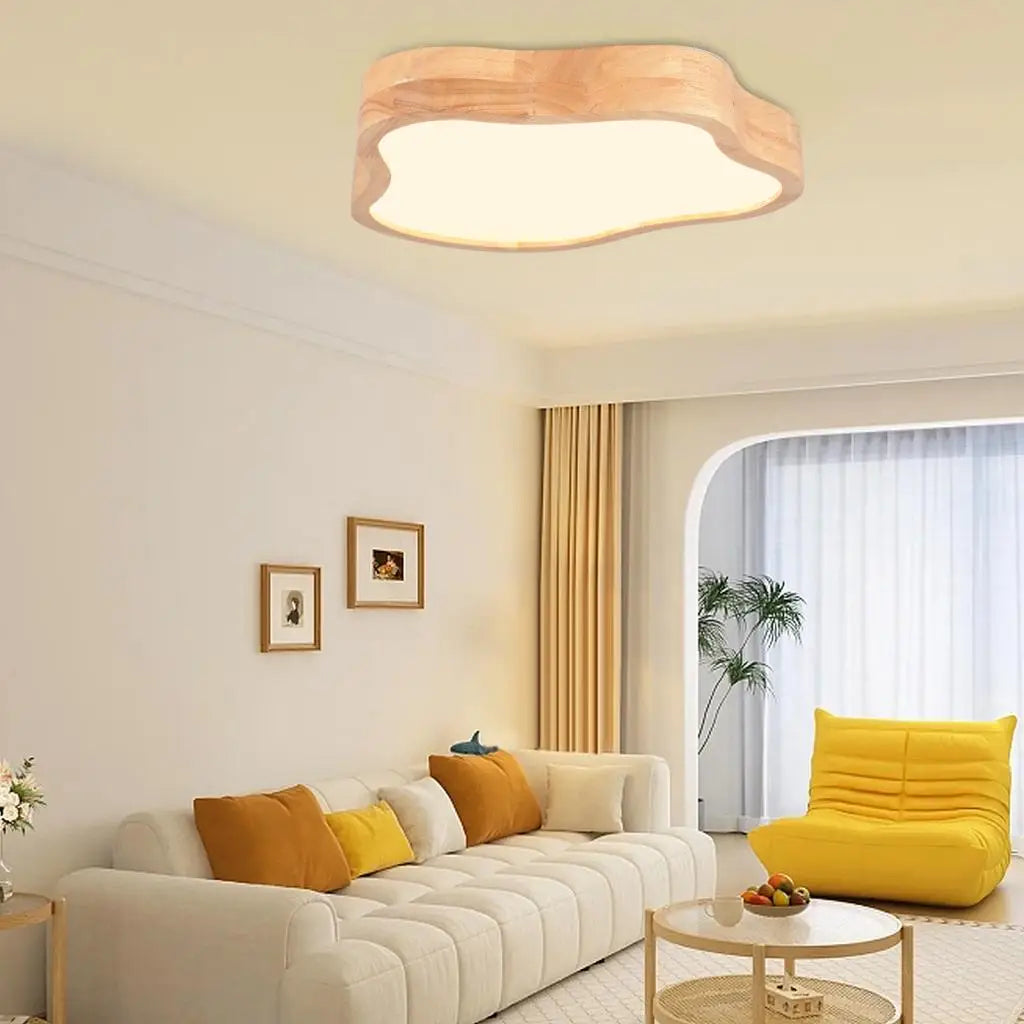 Plafonnier LED en bois en forme de nuage DecorBites™ pour salon moderne de style nordique