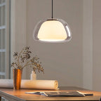 Nordic Double Glass Pendant Light in Amber, Gray, or Clear