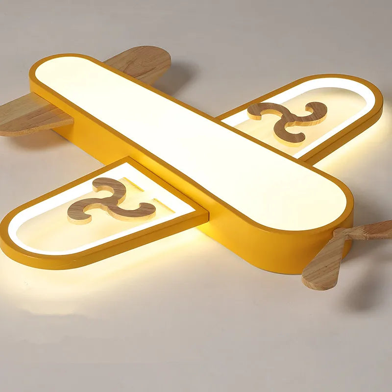 DecorBites™ LED Wood Ceiling Light for Kids Room - Yellow/Blue Minimalist Design