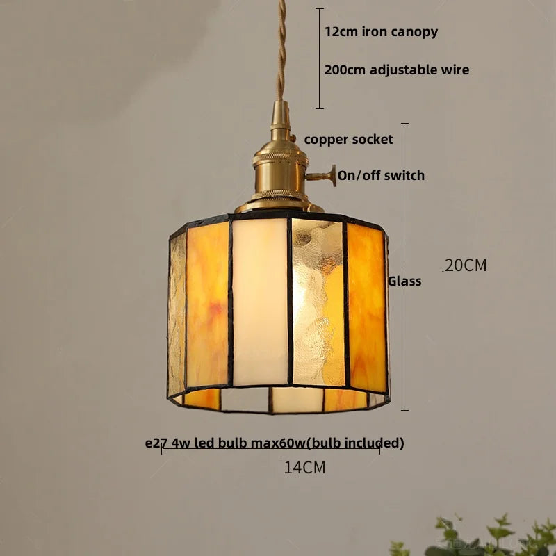DecorBites™ Cube LED Pendant Lamp Walnut Wood Glass Hanging Lights for Restaurant and Bedroom