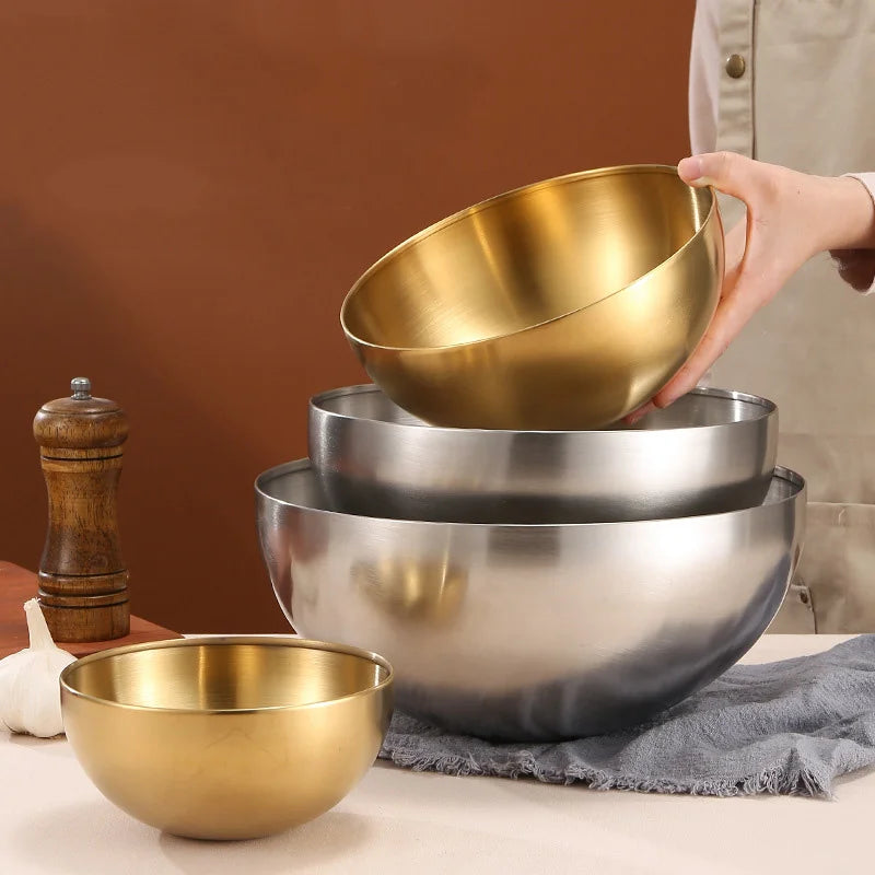 DecorBites™ Stainless Steel Mixing Bowls Set for Soup Salad Noodle Ramen Rice