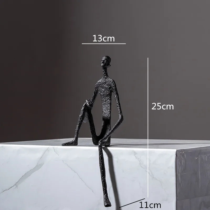 DecorBites™ Abstract Metal Human Sculpture Cast Iron Black Person Desktop Ornament