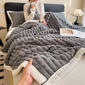 DecorBites™ Cozy Flannel Velvet Blanket: All-Season Solid Color Single Queen Quilt