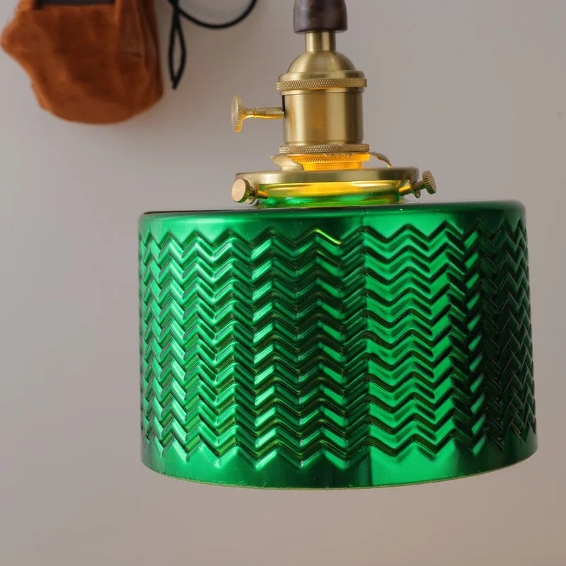مصابيح قلادة LED زجاجية خضراء DecorBites™، وحدات إضاءة متدلية عصرية من النحاس والجوز