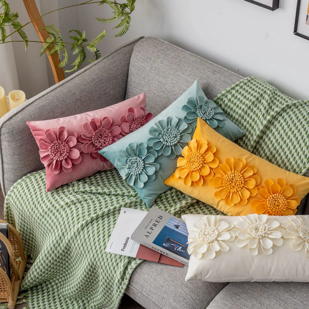DecorBites™ Handmade Flower Cushion Cover - Light Luxury Decorative Pillows