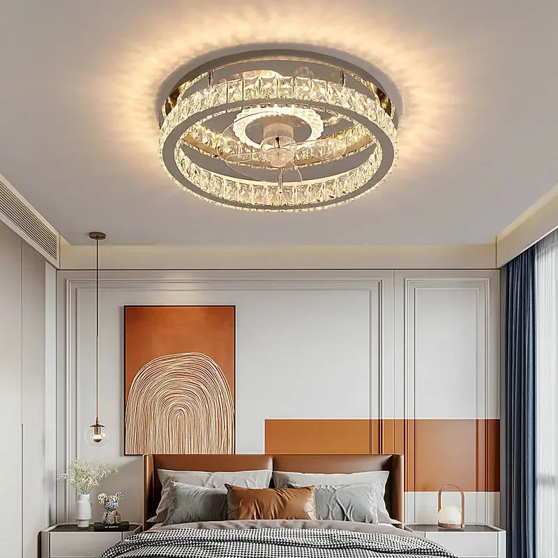 DecorBites™ Crystal LED Ceiling Fan Remote Control Modern Bedroom Light Fixtures