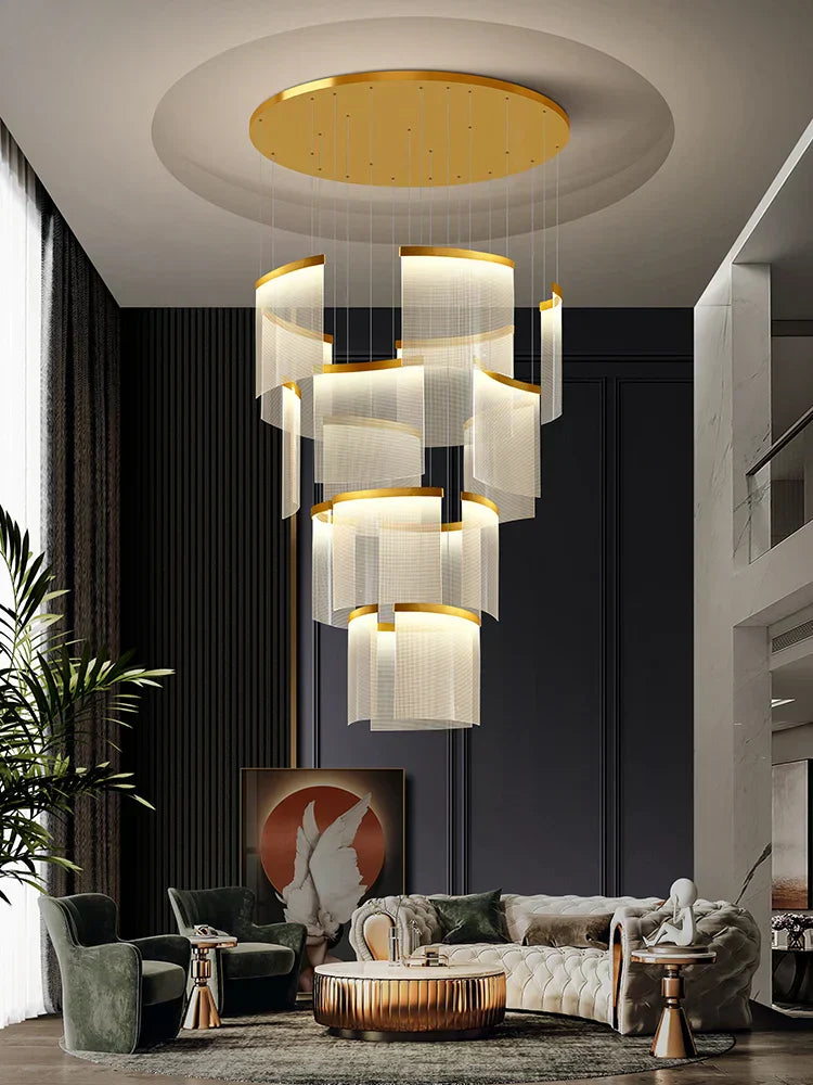 ثريا أكريليك بإضاءة LED من DecorBites™: إضاءة معلقة عصرية فاخرة قابلة للتعتيم لغرفة المعيشة - تركيبات إضاءة أنيقة