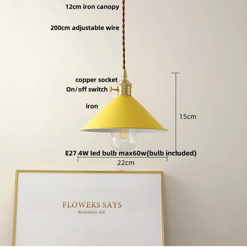 DecorBites™ Iron Lampshade LED Pendant Lights, Adjustable Modern Hang Lamp