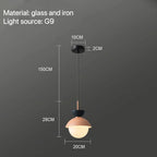 Nordic Glass Globe Pendant Light With Iron Finish
