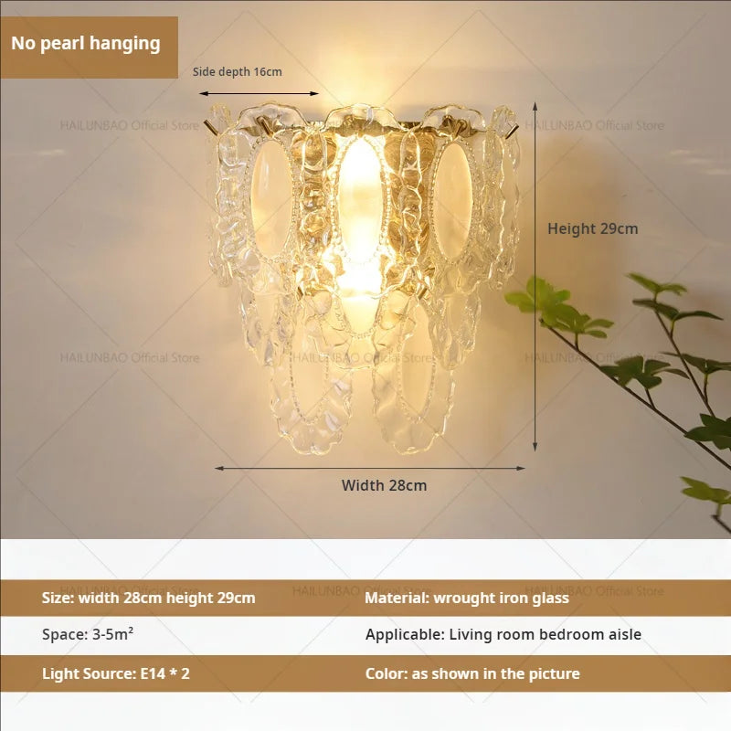 DecorBites™ مصباح حائط زجاجي كريستالي فاخر للممرات وغرف المعيشة وغرف النوم والإضاءة في الممرات