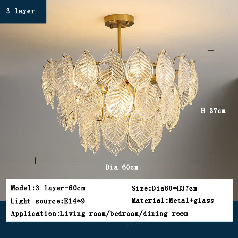 DecorBites™ ثريا أوراق الشجر الزجاجية الفاخرة لغرفة الطعام