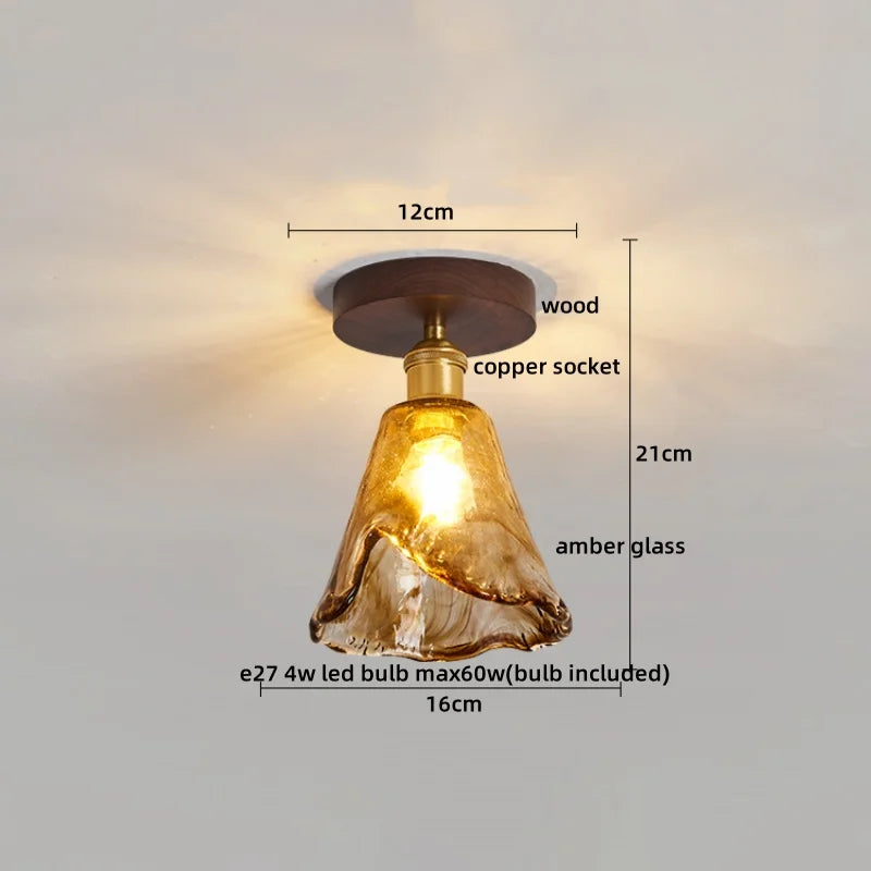 DecorBites™ Copper Wood LED Ceiling Lamp Modern Indoor Lighting Fixtures