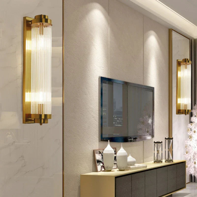 DecorBites™ Crystal Wall Sconce Lamp for Living Room Bedside Decor Glass Gold Lighting