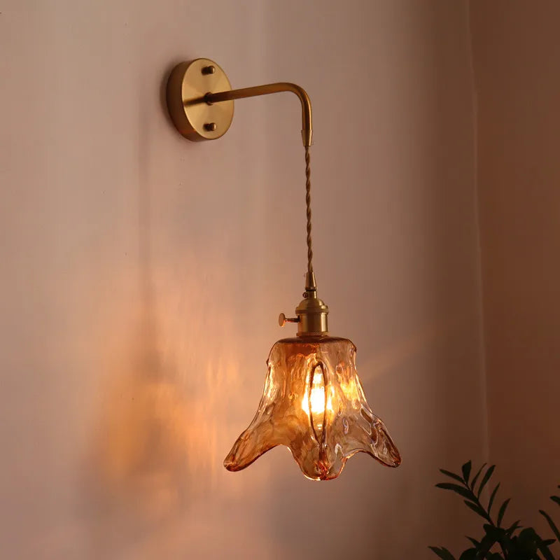DecorBites™ مصابيح حائط LED يابانية لغرفة المعيشة والقهوة والشرفة والسلالم بتصميم نحاسي زجاجي