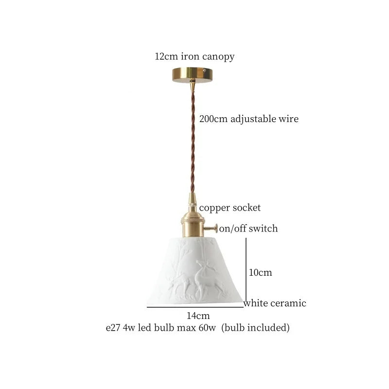 DécorBites™ Abat-jour suspendu LED en céramique Fleur de lotus pour la décoration intérieure