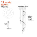 New Staircase Chandelier LED Modern Duplex Loft Spiral Long Chandelier Creative Villa Living Room Bedroom Hanging Crystal Light