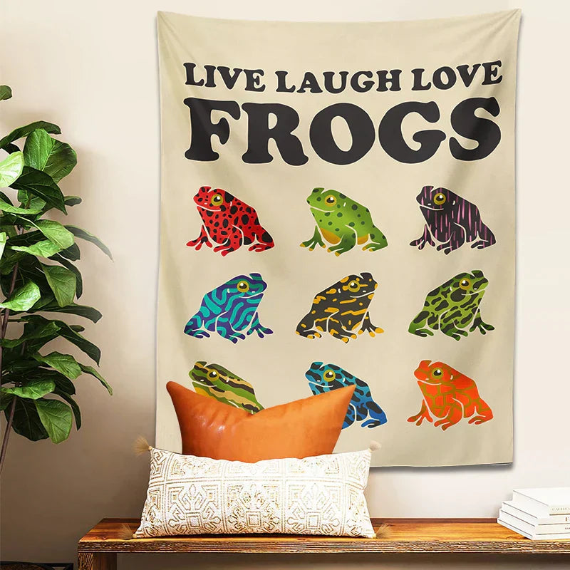 DecorBites™ Frogs Tapestry Wall Hanging Psychedelic Hippie Aesthetic Tapestries Home Decor