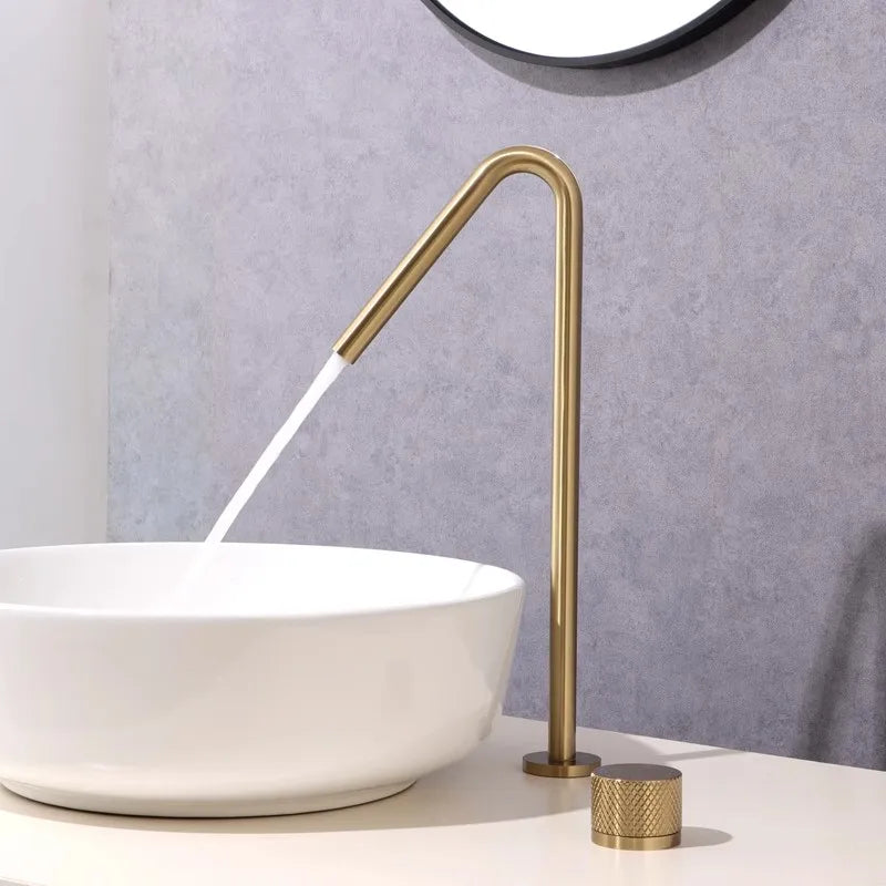 DecorBites™ Brushed Black Basin Faucet with Rotating Two-Hole Sink Tap - Widespread Bathroom Tap
