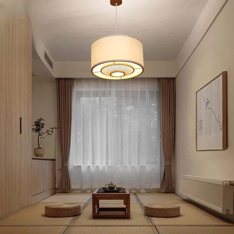 DecorBites™ ثريا معلقة يابانية من الخيزران لغرف المعيشة والطعام والنوم - أيقونة الأناقة الهادئة
