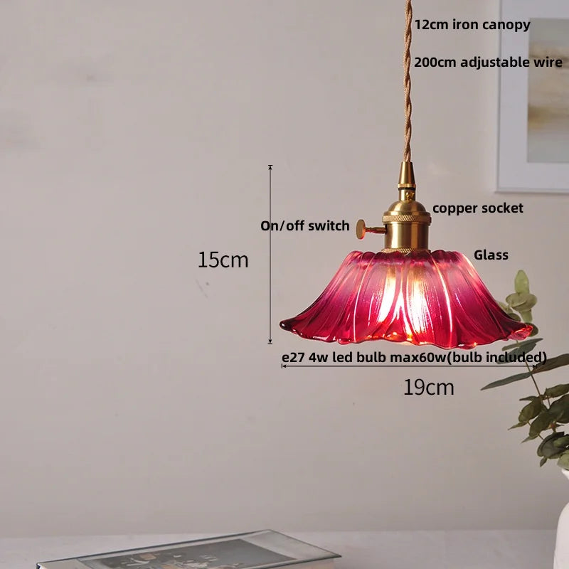 DecorBites™ Amber Flower Glass LED Pendant Lights for Home Decor