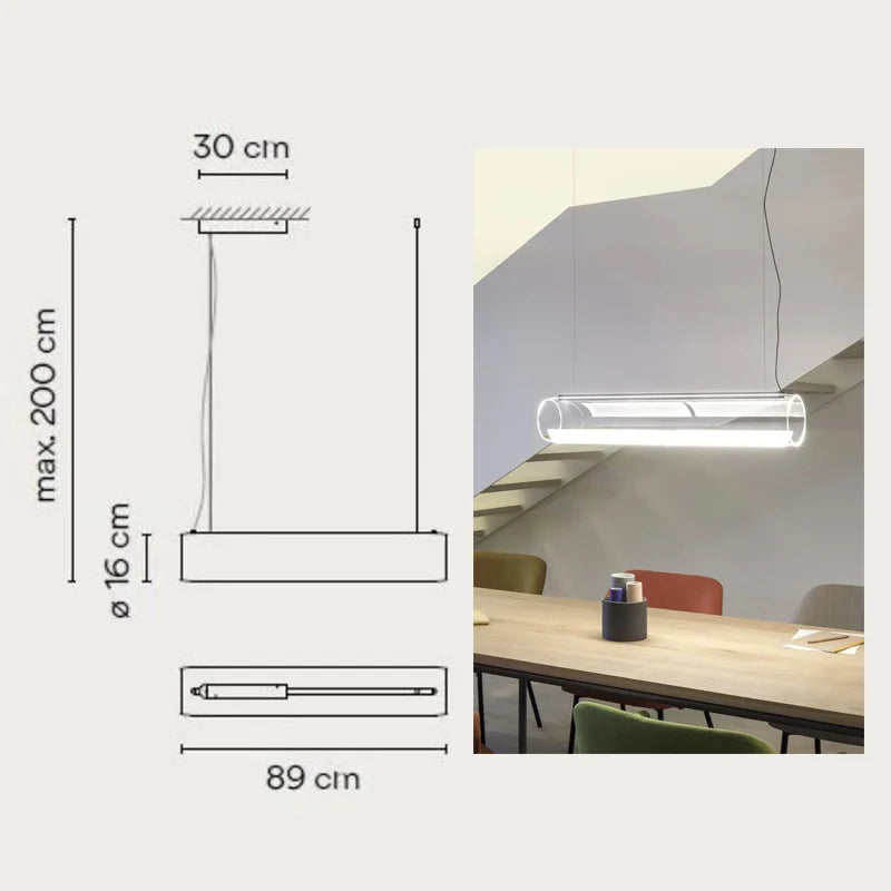 DecorBites™ Clear Glass Cylinder Chandelier - Modern Decorative Indoor Suspension Lamp