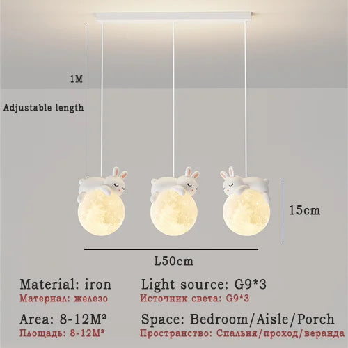 DecorBites™ LED Rabbit Chandelier Pendant Light for Home Decoration Living Room Bedroom