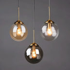 Modern Glass Globe Pendant Light With Gold Ring
