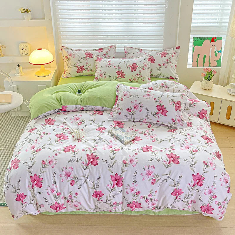 DecorBites™ Cozy Cotton Bedding Set for Double Bed, Autumn Winter Duvet Cover Kit