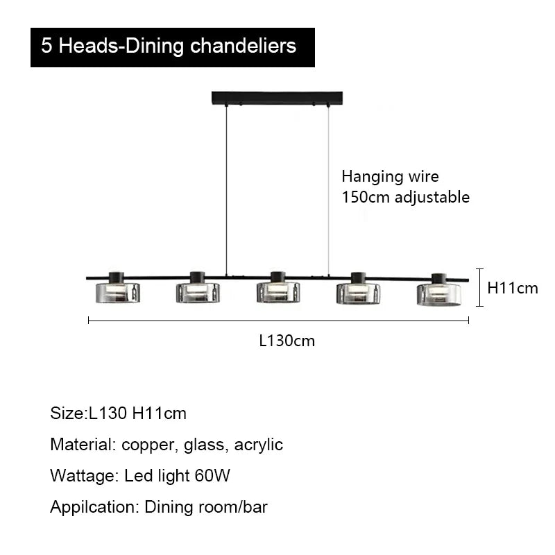 DecorBites™ Glass LED Chandelier: Modern Minimalist Copper Pendant Light for Living Room & Bedroom