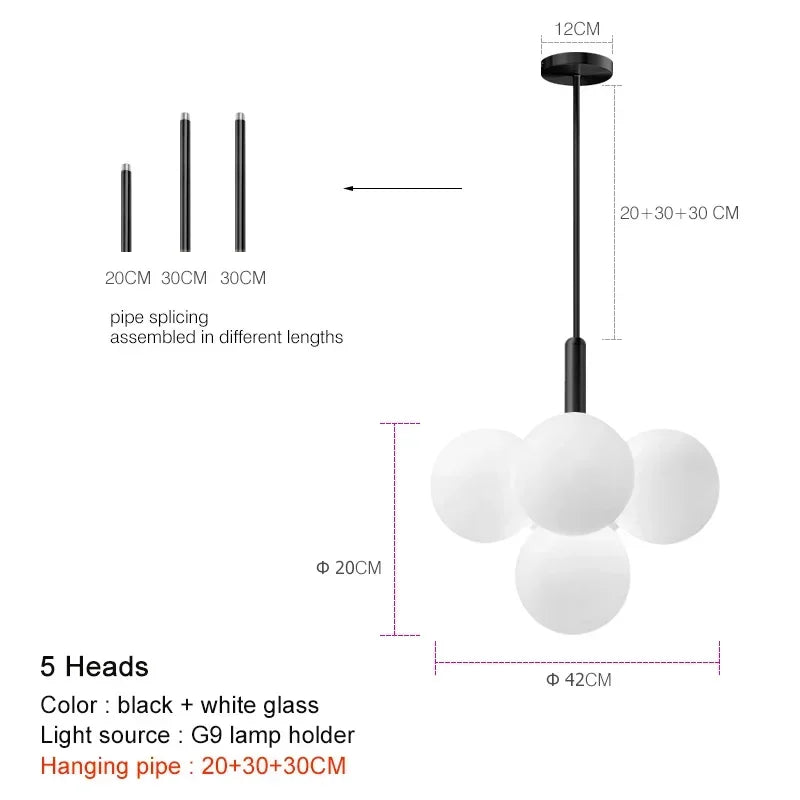DecorBites™ Elegant Glass Chandelier for Living Room Dining Decor