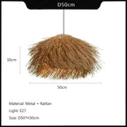 Handwoven Wicker Pendant Light in Natural Straw Shade