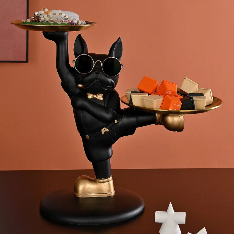 DecorBites™ French Bulldog Butler Decor: Dog Statue, Storage Box, Home Ornament Gift