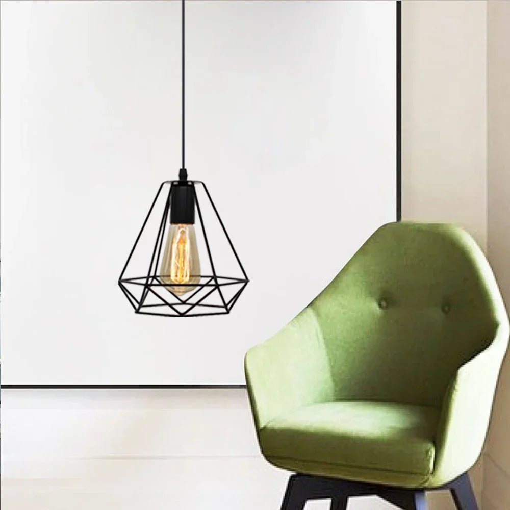 مصباح متدلي بتصميم قفص معدني صناعي من DecorBites™ لإضاءة المنزل