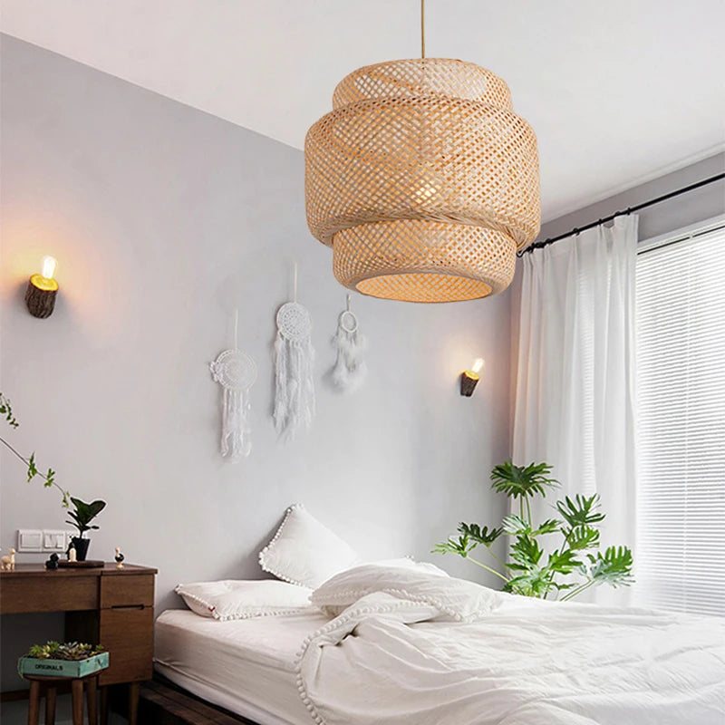 Handwoven Bamboo Pendant Light in Japanese Style