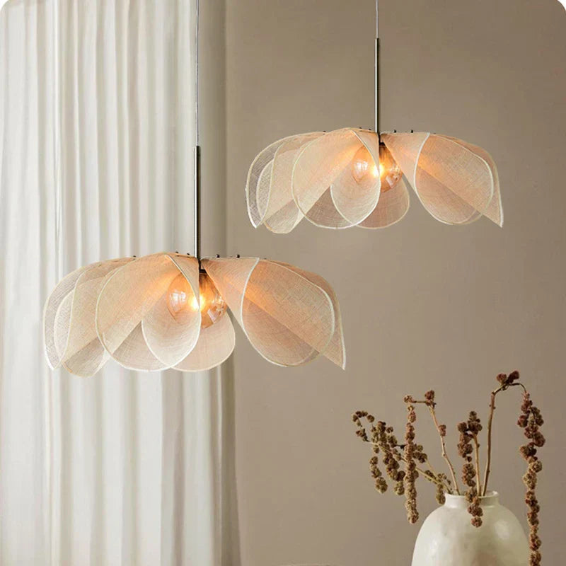 DecorBites™ Bohemian LED Fabric Flower Chandelier for Dining Table Lamp and Room Decor