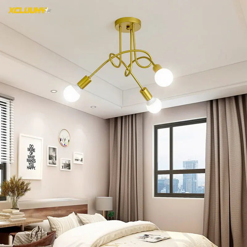 DecorBites™ ثريا سبوتنيك ذهبية سوداء معلقة لغرفة المعيشة وغرفة النوم والمزرعة