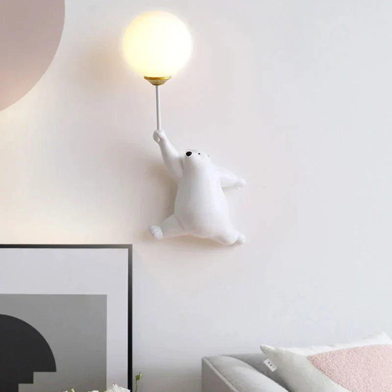 DecorBites™ مصباح حائط للأطفال بتصميم دب وقمر | إضاءة داخلية لغرفة النوم مطبوعة ثلاثية الأبعاد
