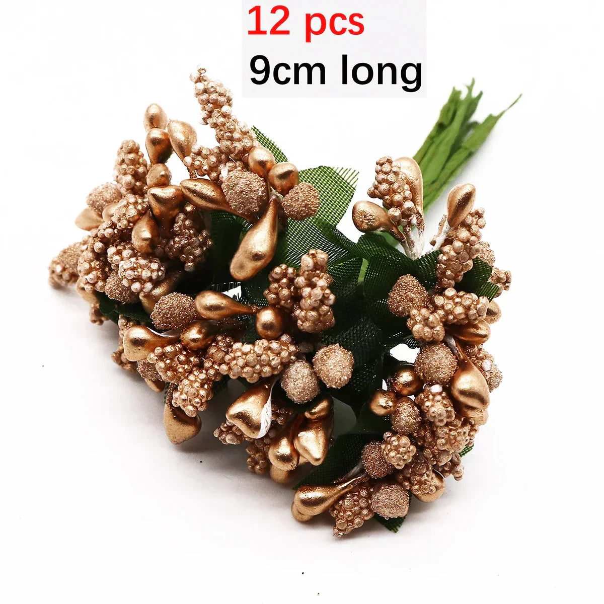 DecorBites™ Gold Hybrid Flower Cherry Stamen Berries Bundle لتزيينك بنفسك
