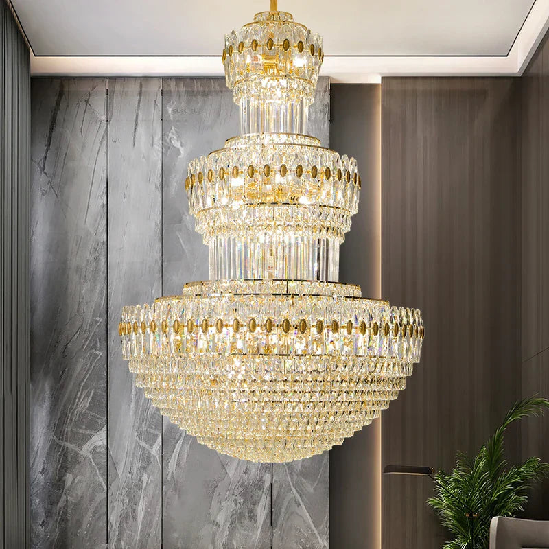 DecorBites™ كريستال دوبلكس إضاءة فاخرة مزخرفة لبهو الفنادق وغرف المعيشة