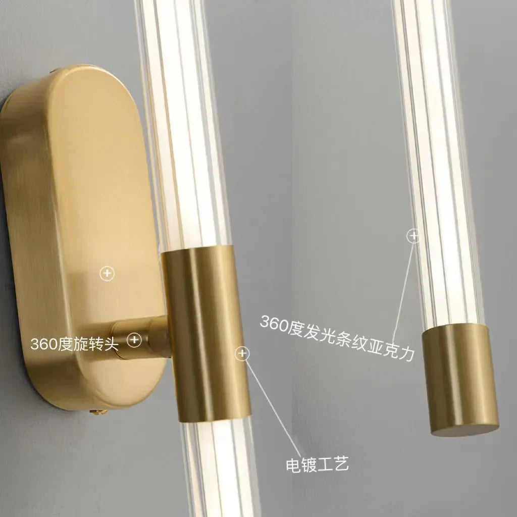 مصباح حائط DecorBites™ Gold Geometric Lines لديكور غرف النوم والمعيشة