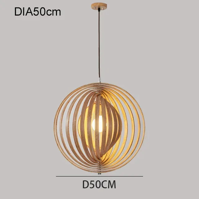 ثريا خشبية معلقة على شكل قمر ياباني من DecorBites™ لديكور المنزل
