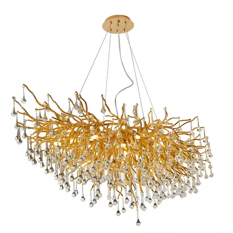DecorBites™ Crystal Water Drop LED Chandelier for Luxurious Living Room Decor.