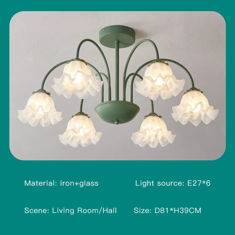 DecorBites™ 2024 Modern Green White Chandelier Ceiling Hanging Lamp for Living Room Dining Bedroom