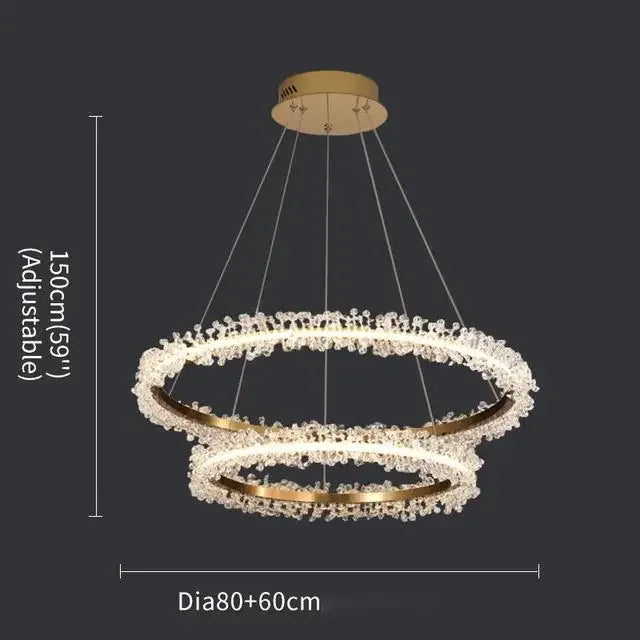 DecorBites™ Crystal Gold Ring LED Chandelier for Home Decoration Luxurious Living Room Dining Bedroom