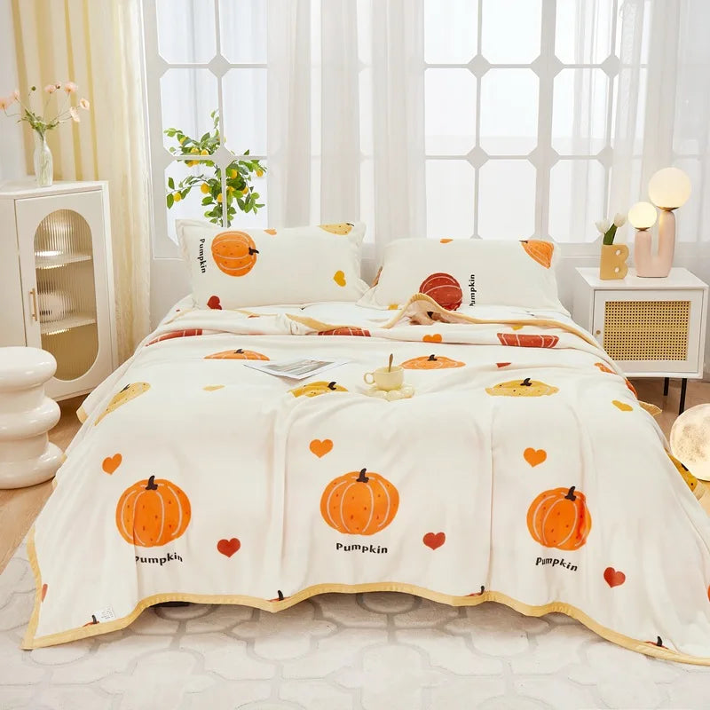 DecorBites™ Cozy Flannel Plush Blanket - All Seasons Sofa Cover & Bed Sheet for Queen Double